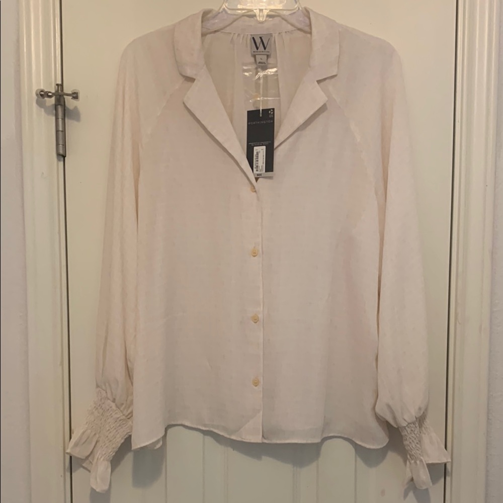 Women's Cream Button-Up Blouse